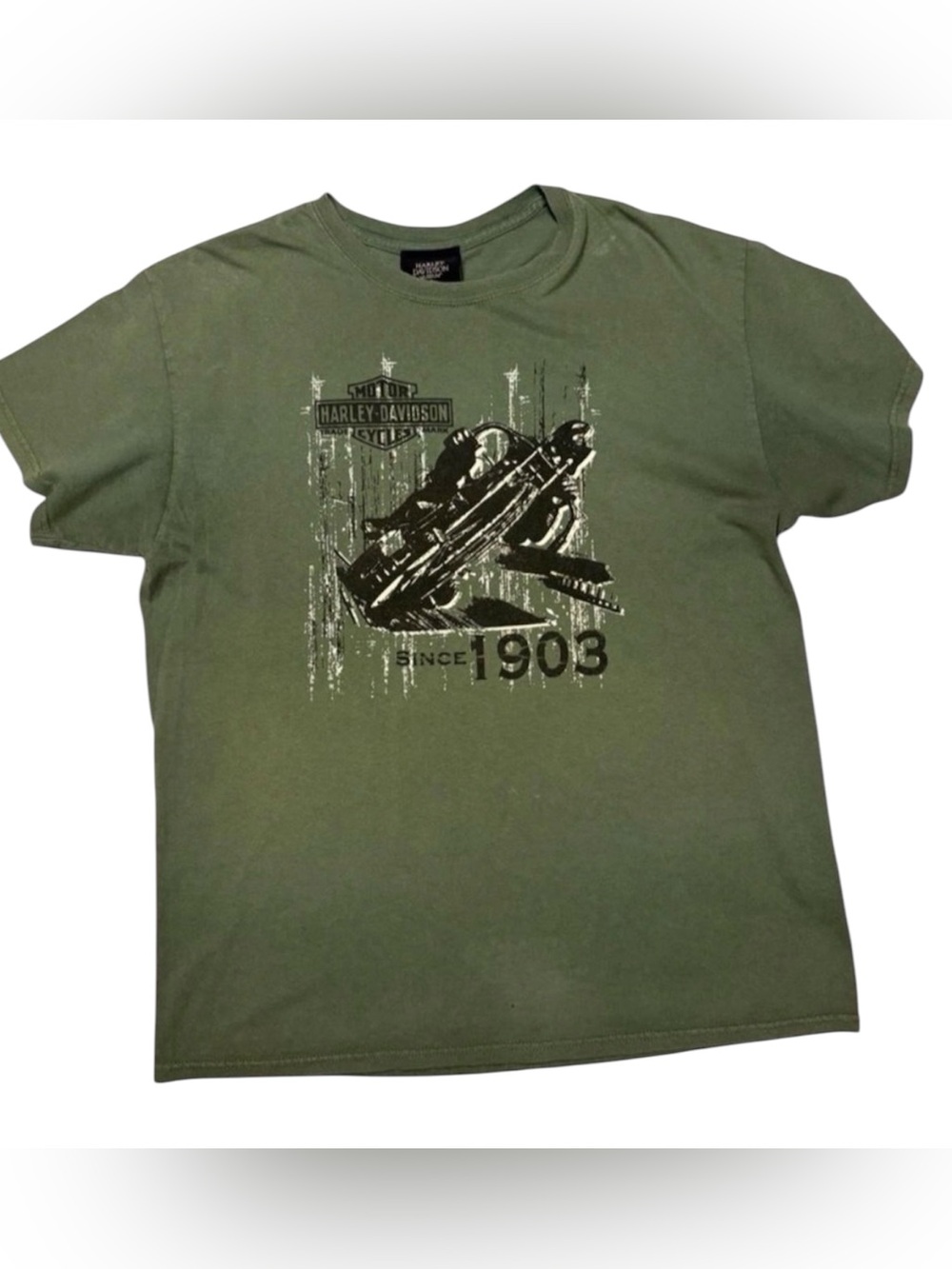 Harley-Davidson Museum Green T Shirt Motorcycle Vintage Size Large Cotton